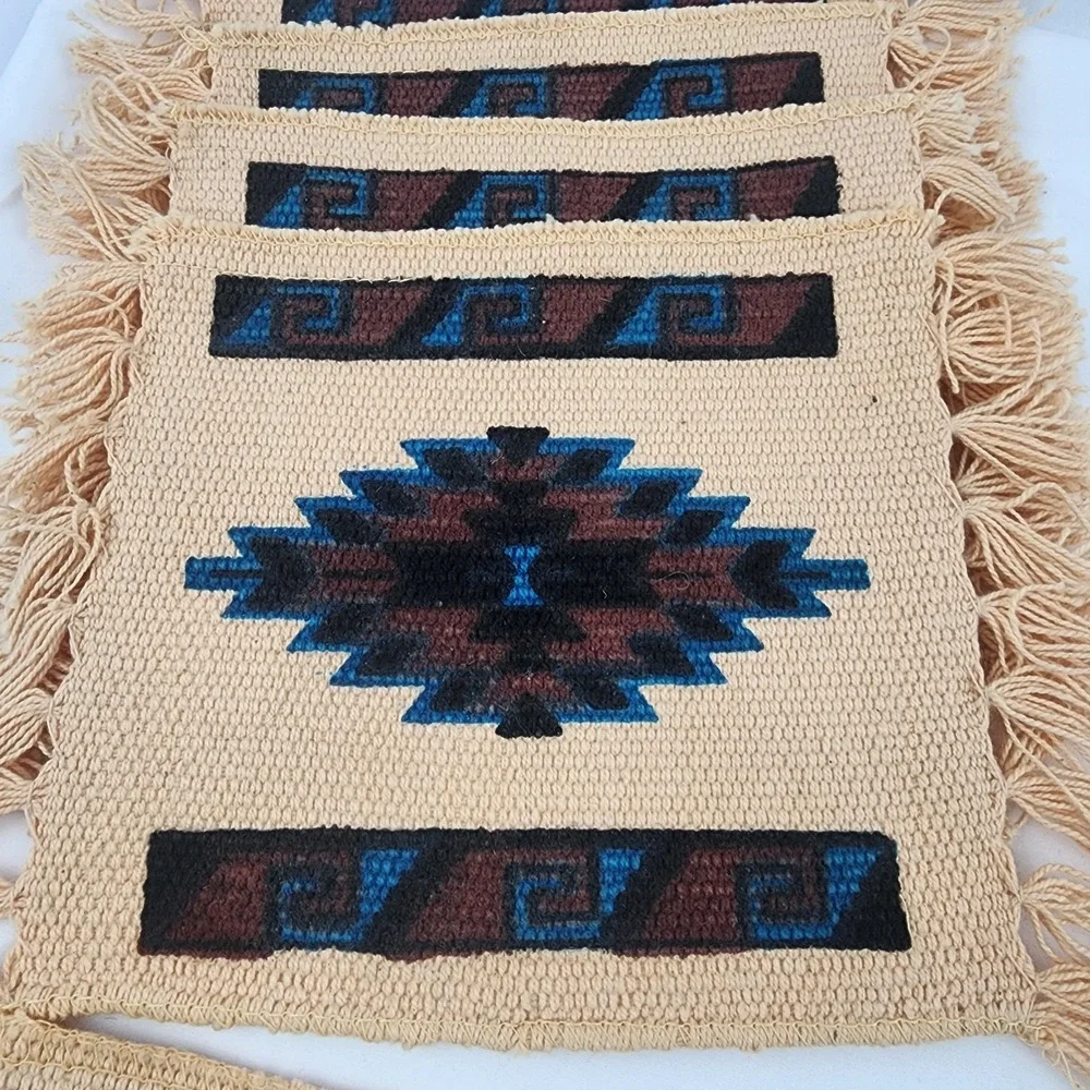 Lot 8 Southwestern Woven Cotton Drink Coasters El Paso Saddle Blanket Co pottery